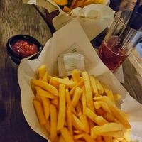 Fries and Chip& Dips with BBQ Sauce. Tastes good! at TamTam in Ingolstadt