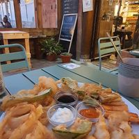 Tempura variada con salsas veganas at Brio in Tarifa