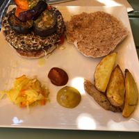 Tempeh burger  at Brio in Tarifa