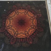 I loved this beautiful drawing on the floor. at Brio in Tarifa