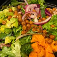 Kale Power Greens Salad
- Greens, Farro Wheat, Quinoa, Roasted Sweet Potatoes, Avocado, Pickled Onions, Toasted Garbanzos, Lime Vinaigrette at Walt Disney World - Contempo Cafe in Lake Buena Vista