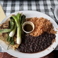 Tofu green onions rice and beans 🫘   at Cowgirl BBQ in Santa Fe