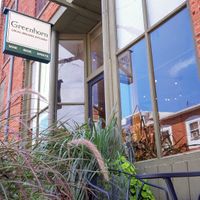 Outdoor seating in the shade at Greenhorn in Bluffton