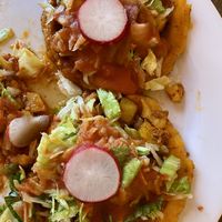 Amazing sopes with potato and soy chorizo  at Maria's Mexican Restaurant in South Lake Tahoe