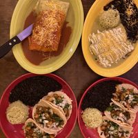 Vegan eats: potatoes tacos, enchilada with veggies & tofu, wet burrito with potatoes & chorizo   at Maria's Mexican Restaurant in South Lake Tahoe