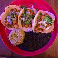 Vegan tacos with soyrizo/potato filling at Maria's Mexican Restaurant in South Lake Tahoe