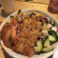 Tofu, kimchi poke bowl with spicy sauce at Oppa in St Andrews