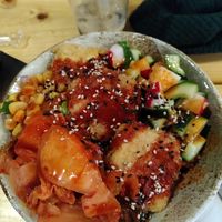 tofu poke bowl with korean sauce at Oppa in St Andrews