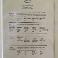 Food menu 3 at Oppa in St Andrews