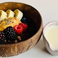 Chocolate Granola Bowl with Soy Milk at Moon Shell in Riyadh