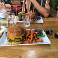 Vegan burger with sweet potato fries at Restoran ŠtoRiJa in Rijeka