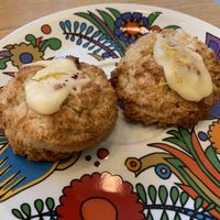 Coconut mango & almond macaron also known as Rocher coco. #Veganuary at Carli's Coffee in Echternach