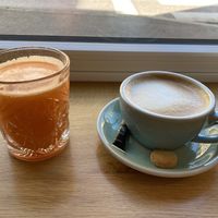 Almond cappuccino and vitamin bomb juice   at Carli's Coffee in Echternach