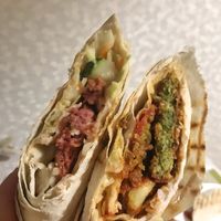 Cream-mustard and Mexican shavermas at Oh My Chickpea! in Irkutsk