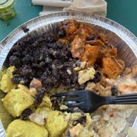 Curry tofu with sweet potatoes, black beans, and coconut rice  at The Floribbean in St Petersburg