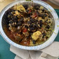 Curry tofu with black beans, brown rice, and sofritos  at The Floribbean in St Petersburg
