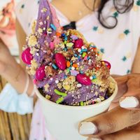 Pink unicorn? It was amazingly delicious!  at Sweet Journey Soft Serve in Kailua Kona