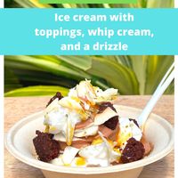 Macadamia nut-based soft serve with choice of tasty premium toppings and drizzles. at Sweet Journey Soft Serve in Kailua Kona