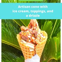 Artisan, handcrafted cone with soft serve made from the highest quality island grown ingredients. at Sweet Journey Soft Serve in Kailua Kona