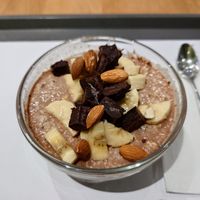 Chocolate Beauty oatmeal breakfast at Green & Protein in Tirana