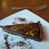 Chocolate fudge tart at The Orchid Vegan Restaurant in York