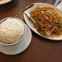 Noodles + Side of rice at The Orchid Vegan Restaurant in York
