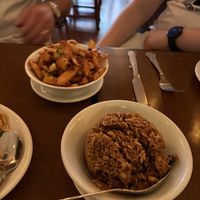 Chips and fried rice   at The Orchid Vegan Restaurant in York