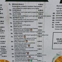 Menu2 at Tandoori Hut in Tenerife