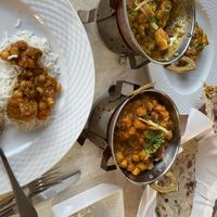 Matter Paneer (top) and Chana Massala (bottom dish)  at Tandoori Hut in Tenerife