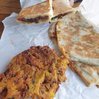 Eggplant chickpea borek $6.00, Mushroom spinach gozleme $9, Zucchini carrot fritter $6.00? at Tammy's Borek in Preston