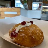 Cream and Jam Yeast Donut, Protip: Eat First. at KD's Vegan Takeaway in Townsville