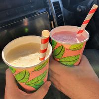 Honeycomb shake and strawberry shake. The BEST at KD's Vegan Takeaway in Townsville