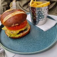Vegan cheese burger at Vertigo in Salford