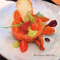 The vegan menu starter: Tomato Tartar💗 at Adelfas by Jens in Mallorca