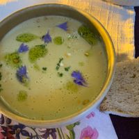 Velouté and bread at L'Arpège in Colmar