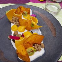 Main dish (pumpkin many ways!) at L'Arpège in Colmar