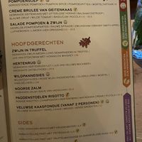 Dinner menu  at De Waldhoorn in Otterlo