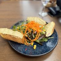 Crostinis with hummuss  at Aquarium Cafe in Heligoland