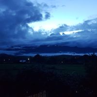 The rooftop view as the sun set at Gypsy Soul in Pai