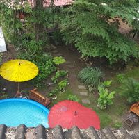 The garden from the rooftop at Gypsy Soul in Pai