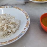 The friendly auntie separated the curry for us in case we wanted to try the original taste. at Ninety-Six Vegetarian Food in Ipoh