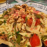 Tagliatelle mit Spargel, Artischocken und Tomaten at Da Nicola in Grunstadt