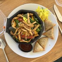 Tempeh salade & samosas  at Osorio World's Kitchen in Ameland