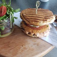 Burger at Vege & Joy in Saint-sauveur