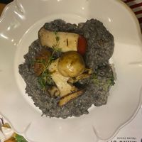 Black sesame and mushroom risotto at Mano Di Chef in Seoul