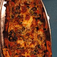 Vegetarian pide(turkish style pizza) at Paradise Adrasan in Kumluca