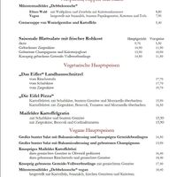Veggie/Vegan page of the menu at Löffel's Landhaus in Muenstermaifeld