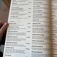 The vegan menu!!!   at Pizzeria Primavera in Bratislava