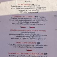 Menu VGO for vegan options at Carnarvon Hotel in Carnarvon