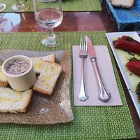 Vegan bulgur cheese and stuffed peppers with mushrooms, cashews and algae. at Hotel Avenida in Benasque
